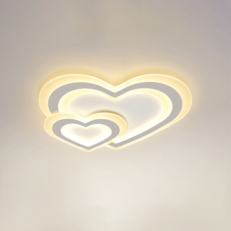 Star/Cloud/Loving Heart Ceiling Lamp Cartoon Acrylic Kids Bedroom LED Flush Mount Light in Warm/White Light