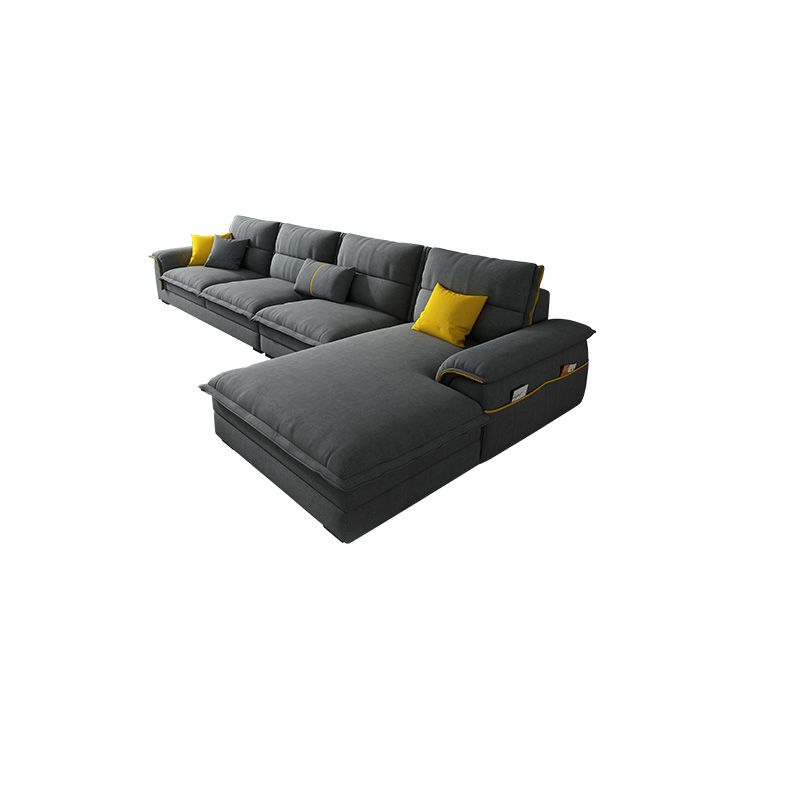 Flared Arm Furniture Sectionals Dark Gray Sofa Sectional with Pillows