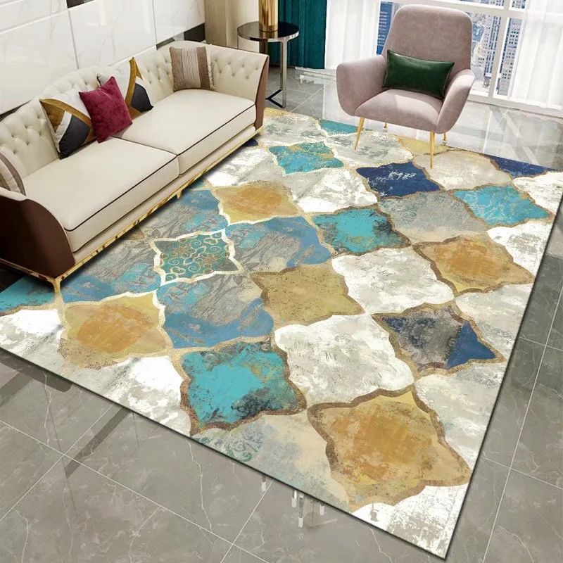 Light Gray Modern Rug Polyester Abstract Print Rug Non-Slip Backing Rug for Home Decor