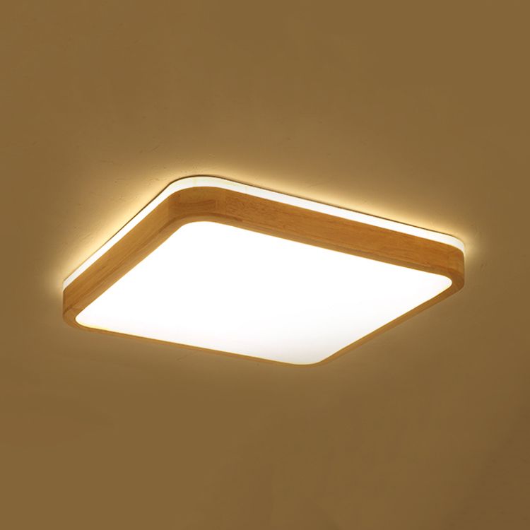 Geometry Wooden Flush Mount Ceiling Lighting Fixture Modern LED Ceiling Light for Bedroom