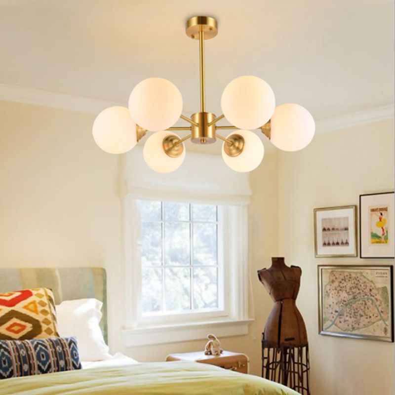 Gold Globe-Shaped Hanging Light Fixture Modern Style Glass Pendant Lighting for Bedroom