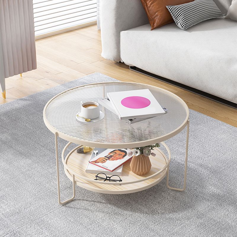 Modern Single Coffee Table Glass Coffee Table with Storage Shelf