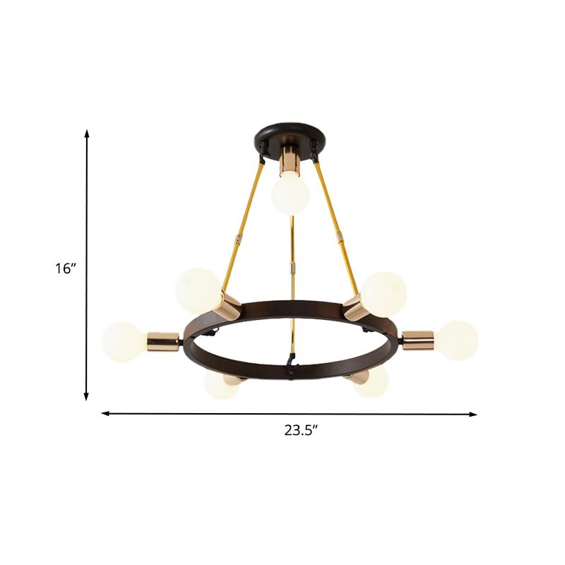 Metallschleife Kronleuchter Anhänger Licht Minimalist 7/9-Kopf-Schwarz und Gold Hanging Deckenlampe für Schlafzimmer
