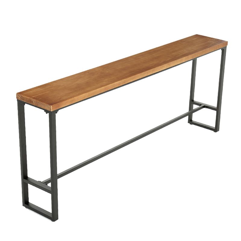 Industrial Bar Height Table Solid Wood Top Bistro Table with Metal Base