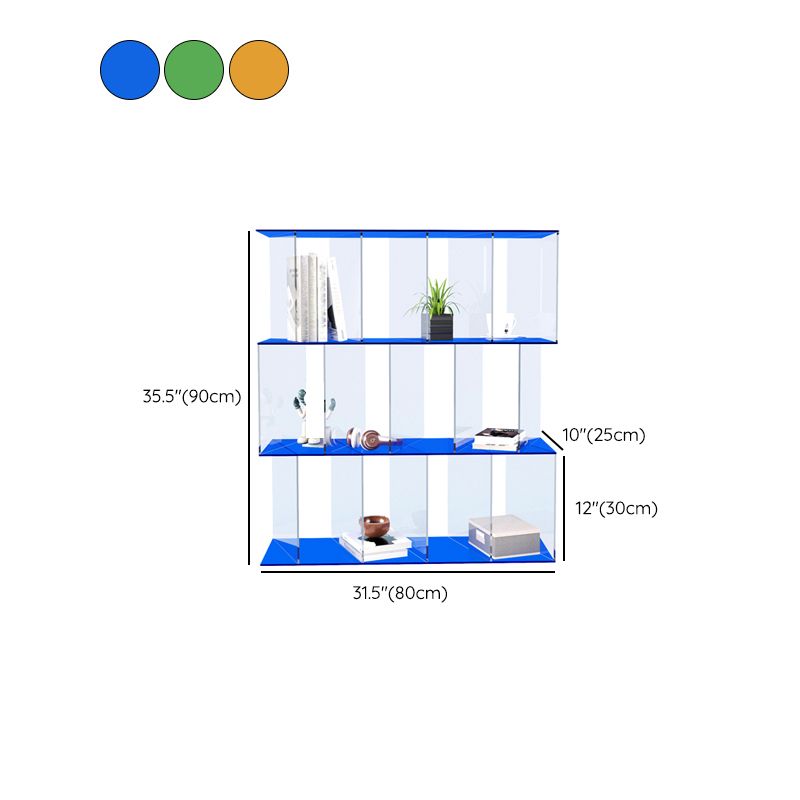 Contemporary Open Back Vertical Bookcase Acrylic Bookshelf with Shelves
