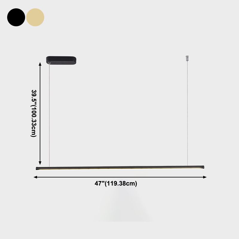 1 Light Linear Island Lightture Modernism Metal Island Pendants Lights for Office