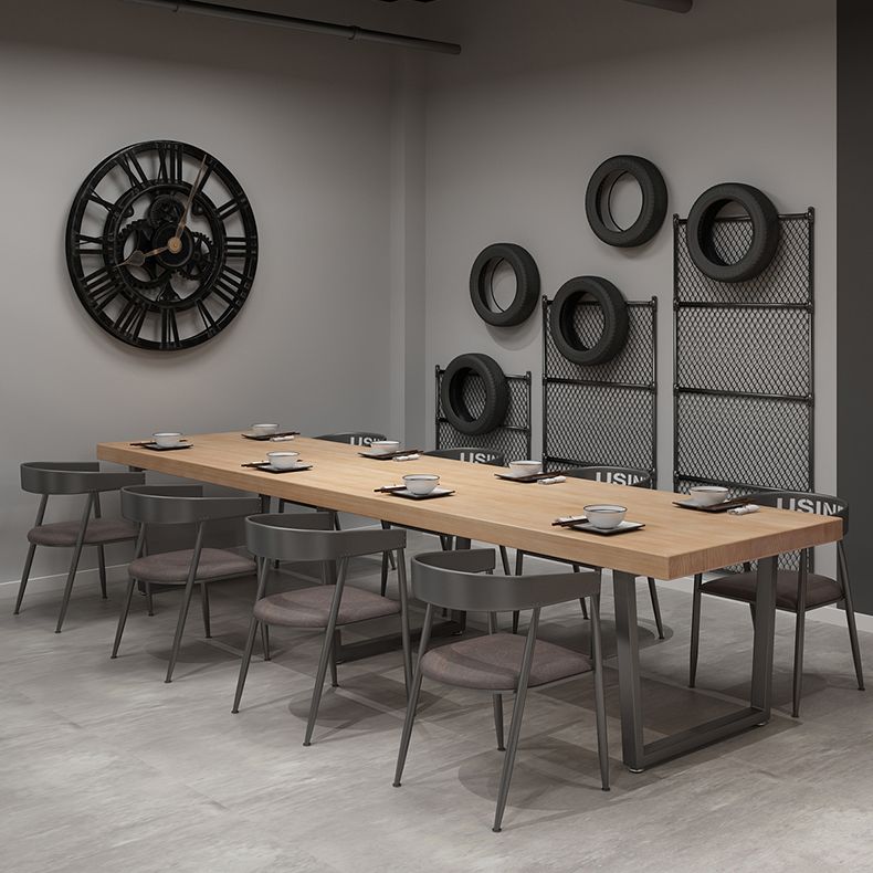 Industrial Dining Set 1/5 Pcs Solid Wood Dining Table and Metal Frame Chairs