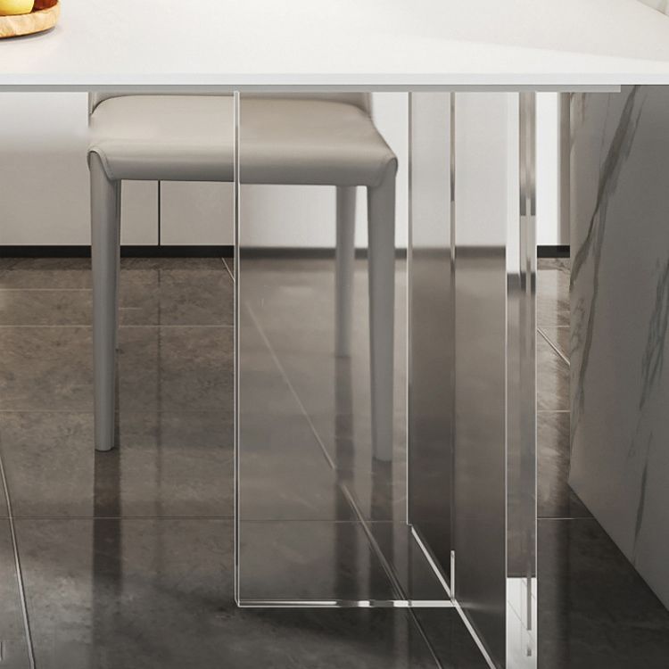 Acrylic Contemporary Rectangular Dining Table Sintered Stone Table with Acrylic base