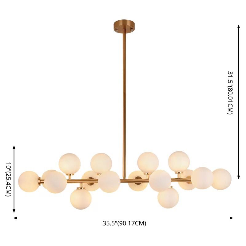 Opal Glass Bubbles Island Lighting Minimalistic Gold Suspension Lamp for Dining Room