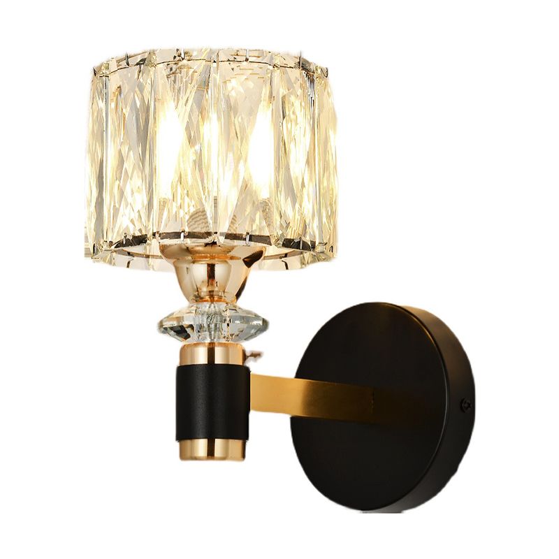 1 Lichtzylindrische Wandleuchte Leuchte Moderne Stil Schwarzer Kristallwandhalterung Beleuchtung