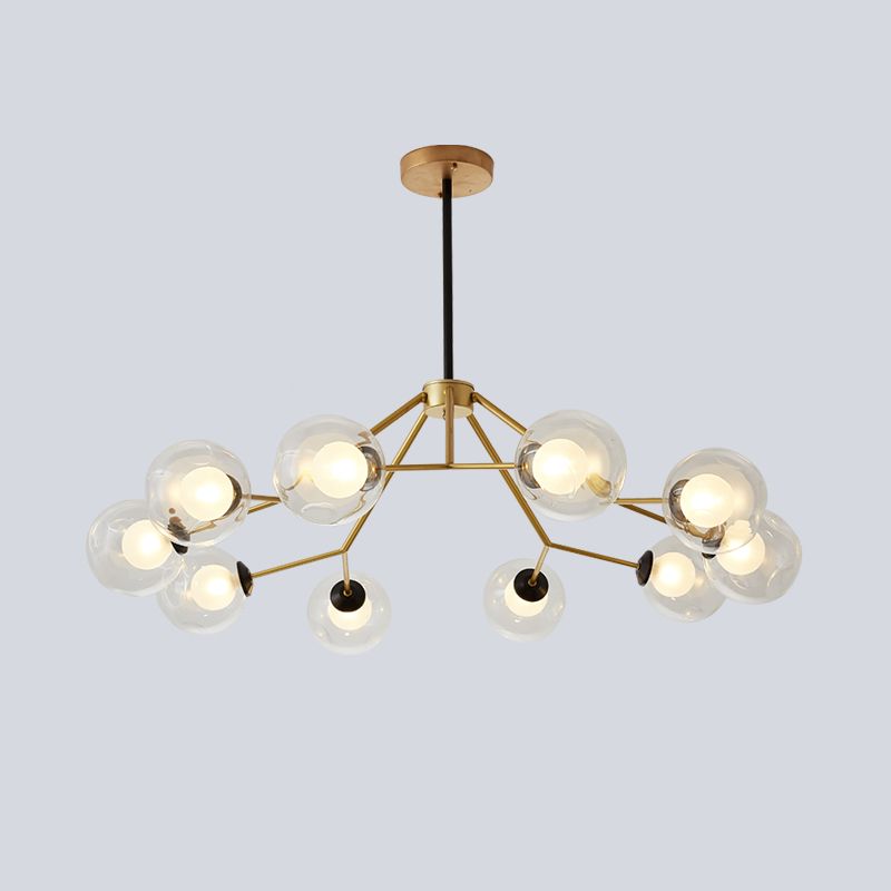 Global Living Room Lightier Light Clear Glass 10 Bulbs Post Modern Gold Affermazione a sospensione Lampada a sospensione