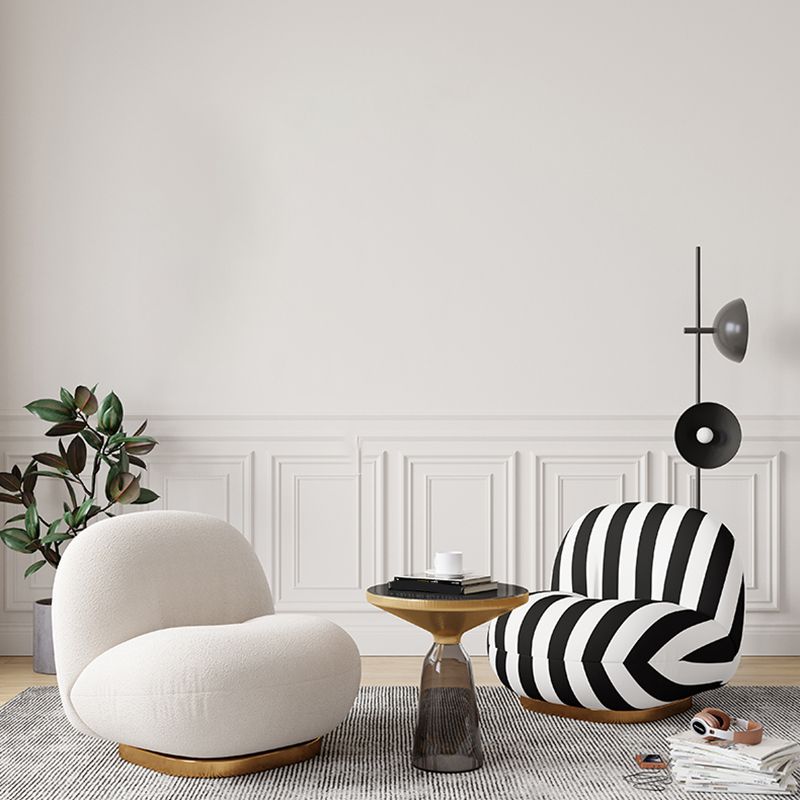 Solid Wood Chair Round Base Style Lounge Accent Chair for Living Room