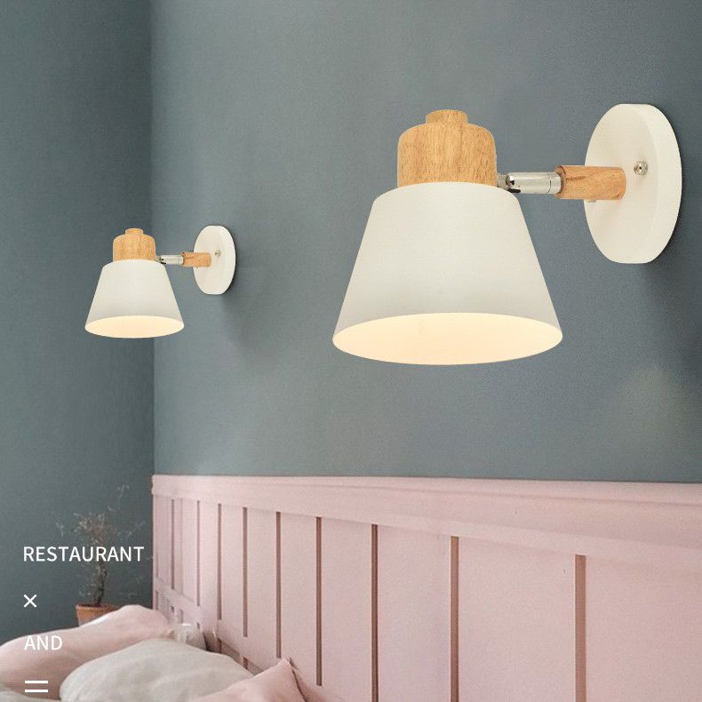 Semplicità nordica semplicità conica illuminazione con applique a parete metallizzata lampada montata per camera da letto per camera da letto