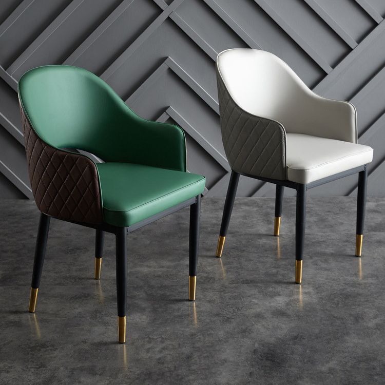 Faux Leather Dining Chairs Open Back Dining Side Chair for Home