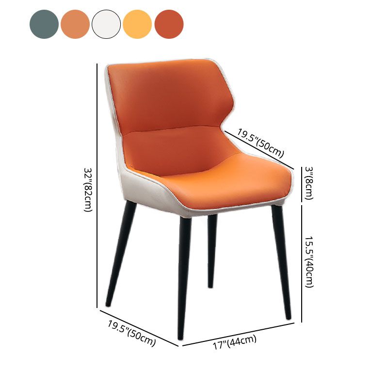 Sillas de comedor de piel sintética contemporáneas tapizadas con brazos laterales para uso doméstico