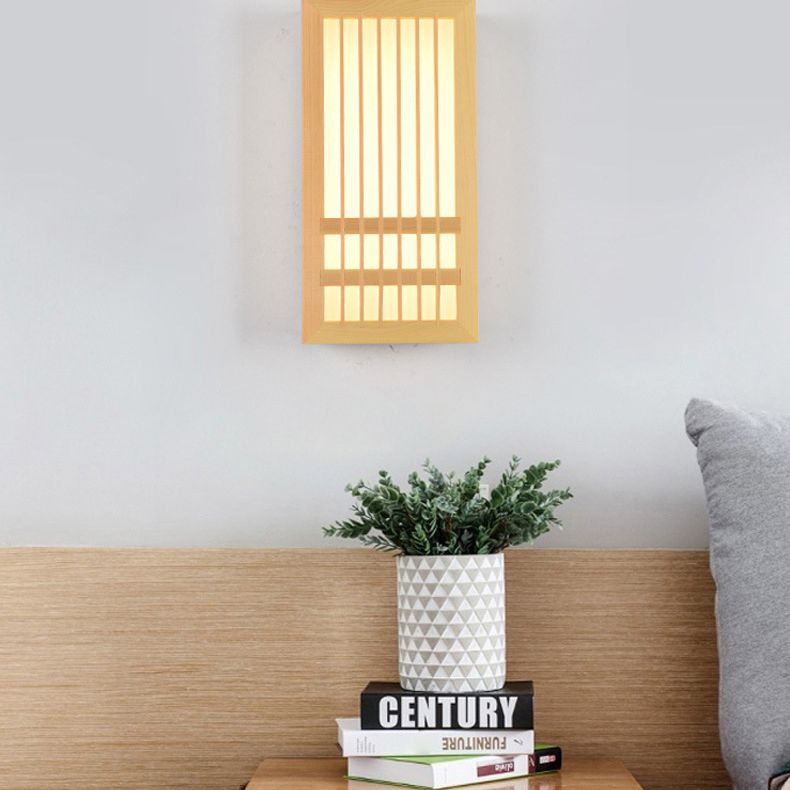 Missie stijl muur gemonteerd licht natuurlijk eiken rechthoekige sconce licht voor woonkamer