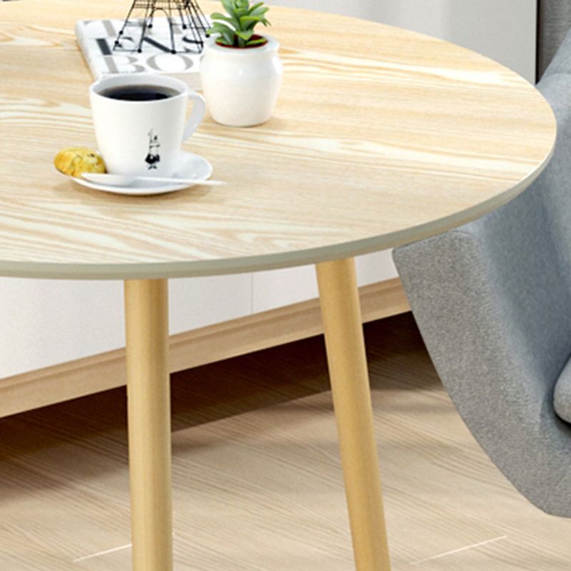 Contemporary Round Wooden Coffee Table 3 Legs Cocktail Table