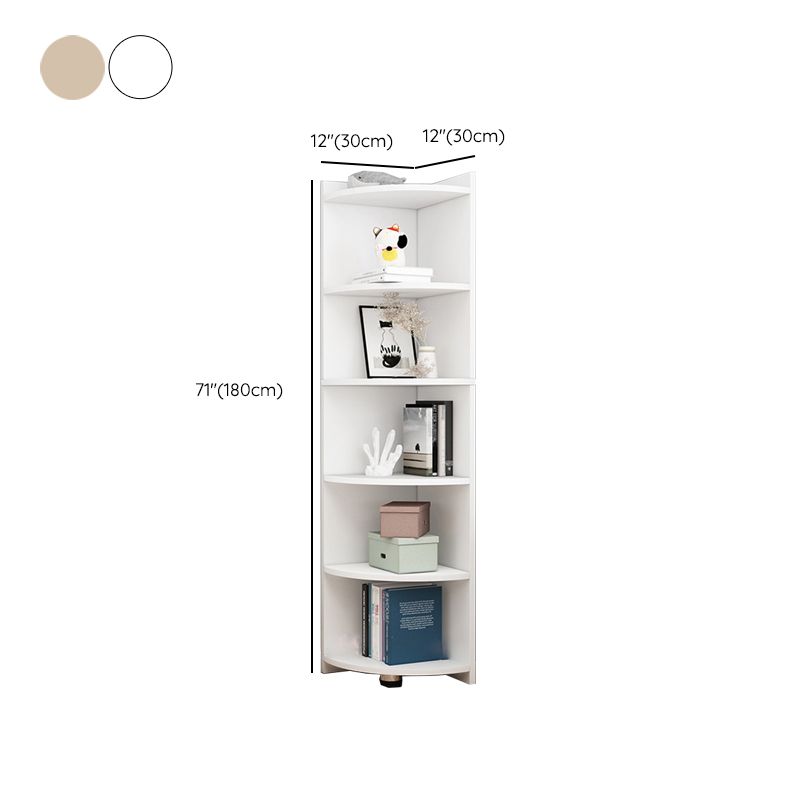 Modern Corner Closed Back Shelf Bookcase Engineered Wood Bookshelf with Cabinets