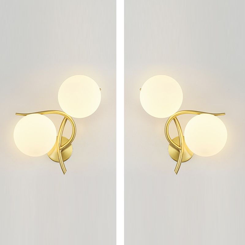 Modern Style Ball Shape Flush Mount 2-Light Glass Ceiling Light for Bedroom
