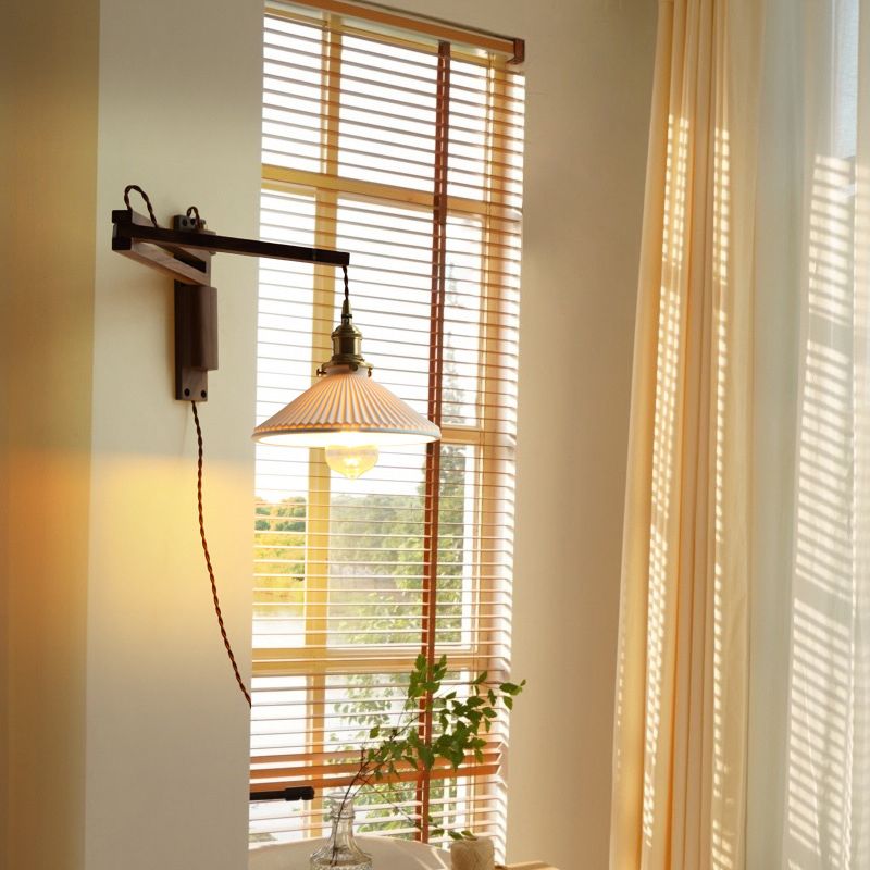 Japanese-Style Retro Style Armed Vanity Light Wood Single Vanity Light