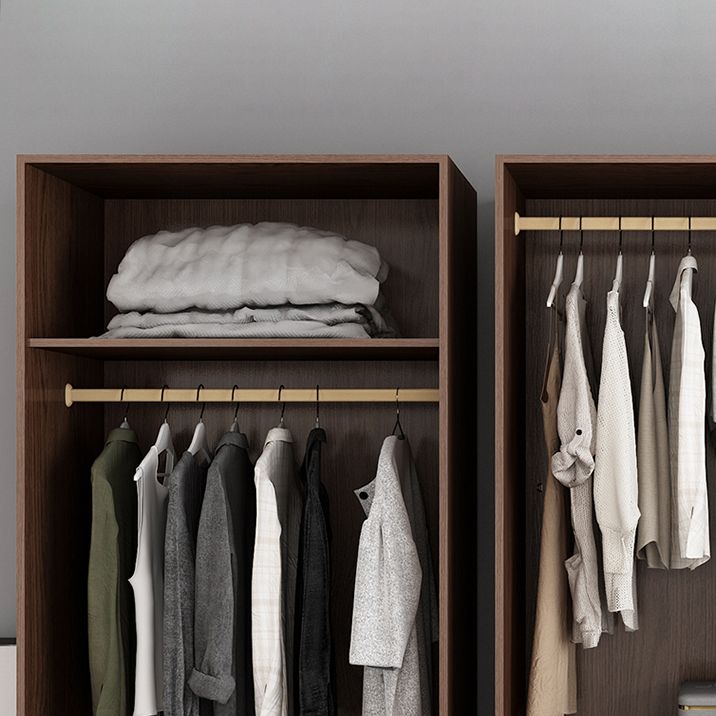 Contemporary Wardrobe with Garment Rod Engineered Wood Wardrobe Closet