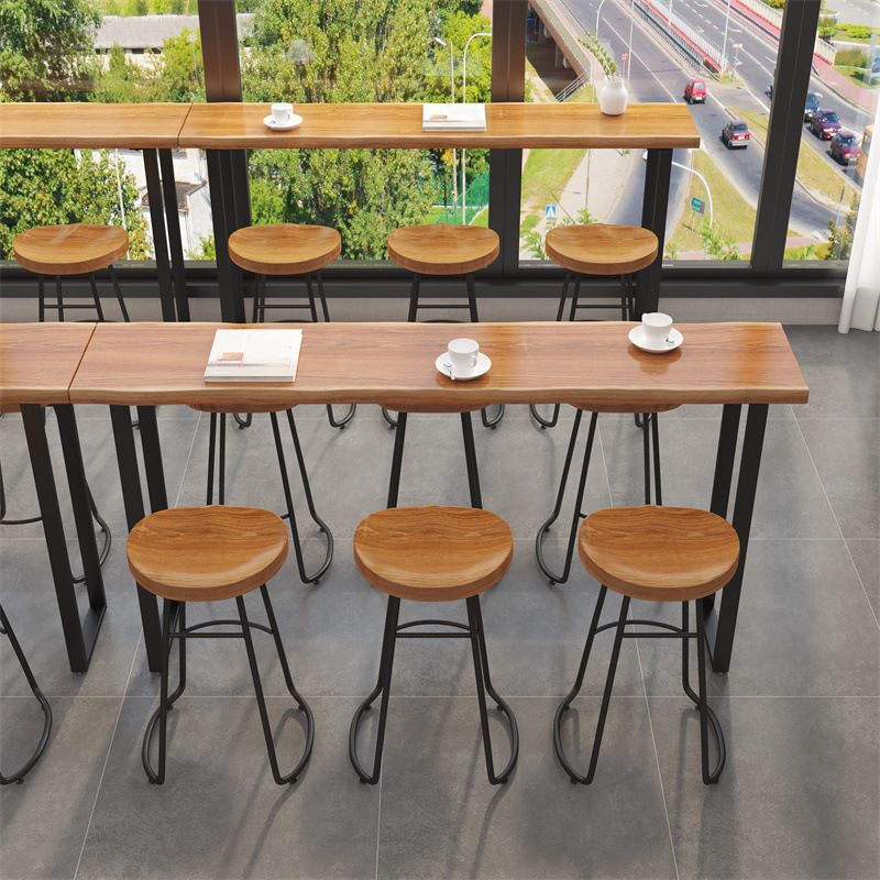 Modern Bar Height Table Solid Wood Top Bistro Pub Table with Sled Base