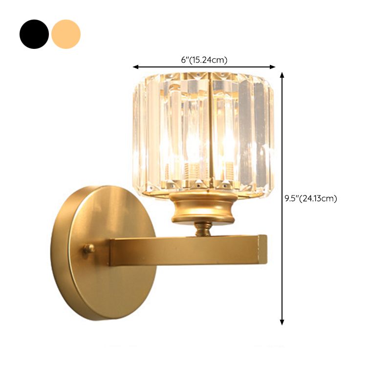 1 Light Geometric Wall Mounted Lamp Simplicity Crystal in Black/Gold