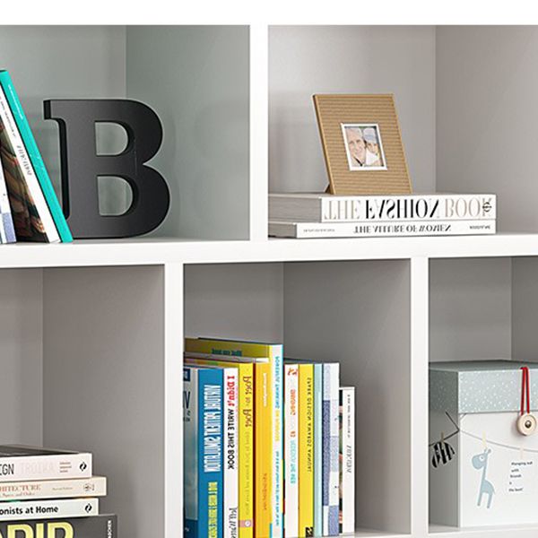 Wood Bookshelf White Contemporary Style Bookcase for Home Office