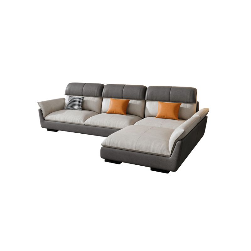 Scandinavian Stain-Resistant Faux Leather L-Shape Cushion Back Sofa
