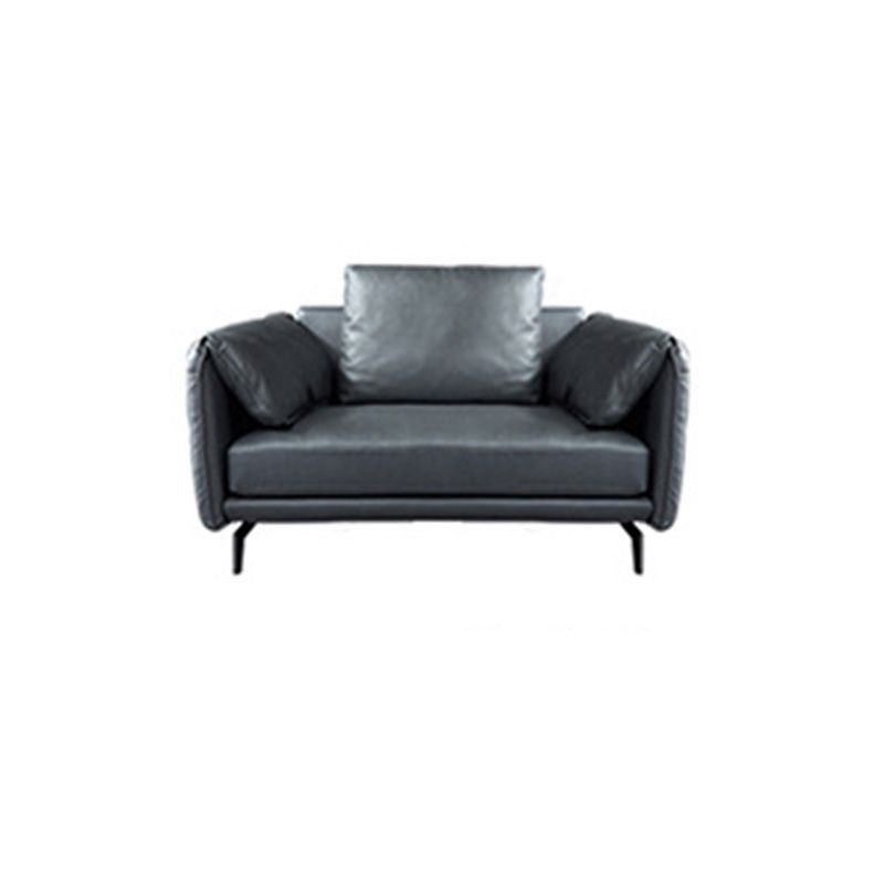 Contemporary Dark Grey Sofa with Bolster Pillows for Living Room