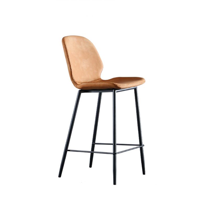 Modern Faux Leather Counter Stool Low Back Indoor Stool with Black Frame