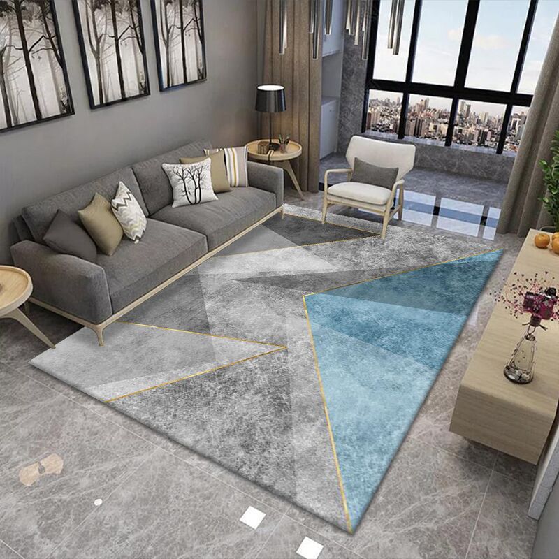 Minimalist Polyster Carpet Funky Geometric Pattern Rug Living Room Carpet with Non-Slip Backing