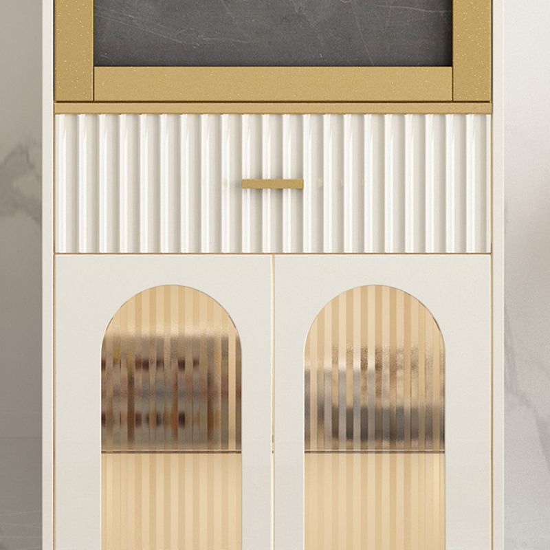 1/2 Pieces Counter Height Pub Set in White and Gold, Rectangular and Modern