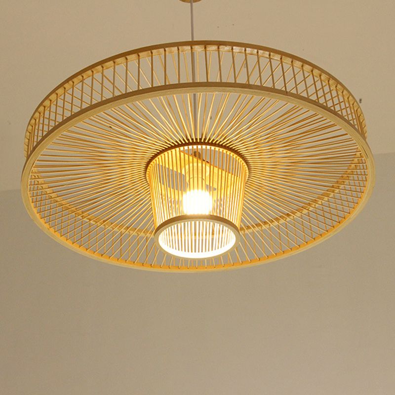 Einzigartige Schattenhänge mit modernem Stil Bambus 1 hängende Lampe für Bett