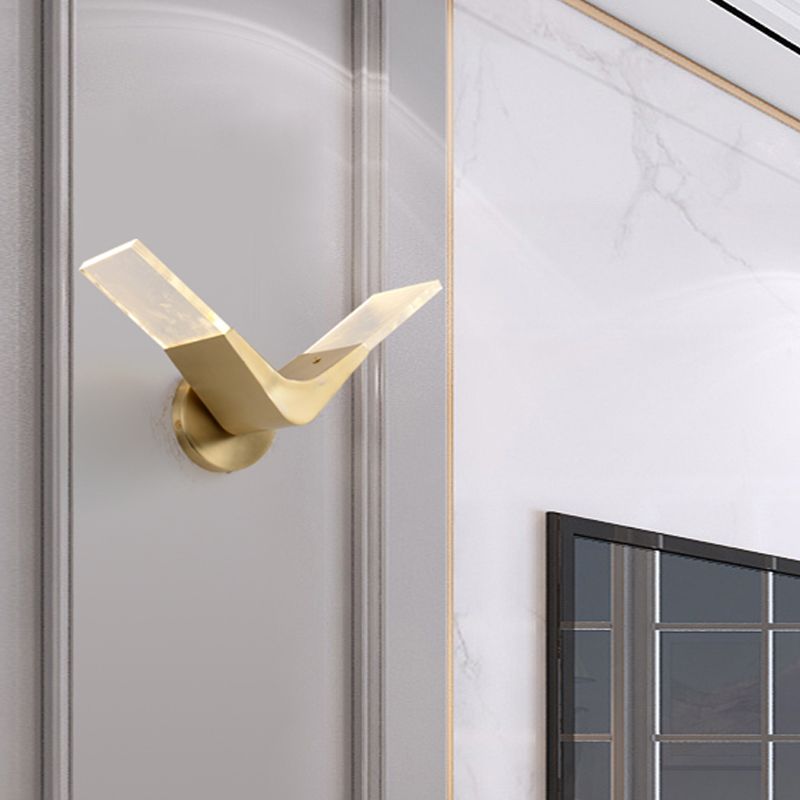 V-Shaped Metal Sconce Light Simplicity Golden LED Wall Mount Light Fixture in Warm/White Light