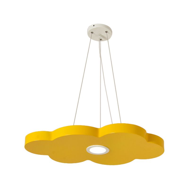 Orange/Blue/Green Cloud Hanging Lamp Cartoon Style LED Metal Pendant Chandelier in Warm/White Light for Nursery