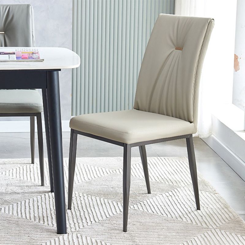 Modern Restaurant Solid Back Chair Matte Finish Leather Dining Chair