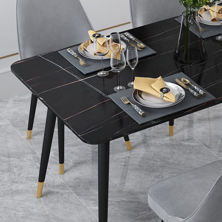 Stone Dining Table Contemporary Rectangle Dining Table with 4 Legs