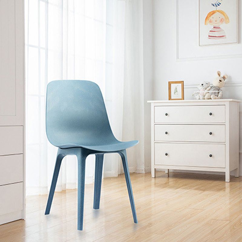 Contemporary Side Chair Plastic Solid Back Dining Room Chair for Kitchen