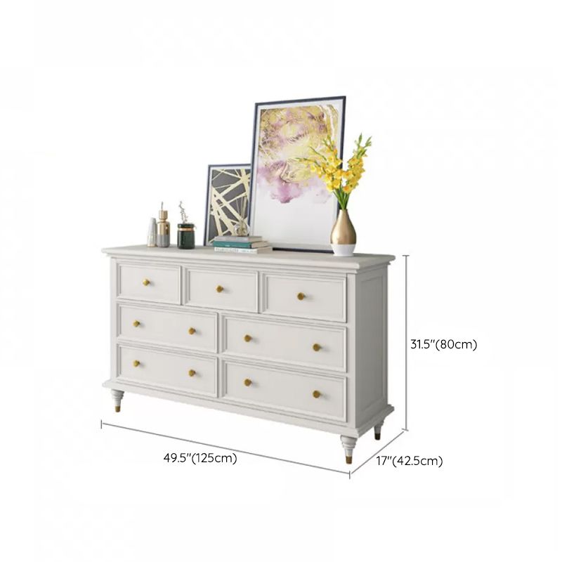 Glam Solid Wood Chest Home Storage Chest in White with Drawers