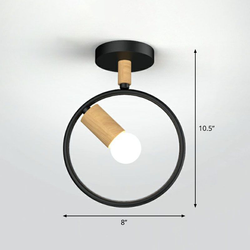 1-Light Semi Flush Fixture Antique Framed Iron Flush Mount Ceiling Light for Corridor