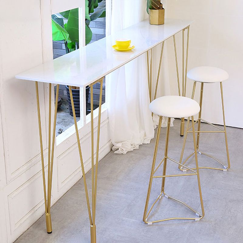 Glam Style Rectangle Bar Table White Colour Bar Dining Table with 4 Legs