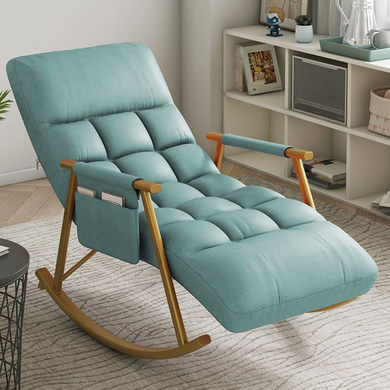 Faux Leather Upholstered Rocking Chair with Storage Rocker in Living Room