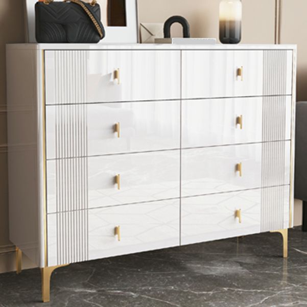 Glam Wood Chest with Stone Top Chest with Drawers for Bedroom