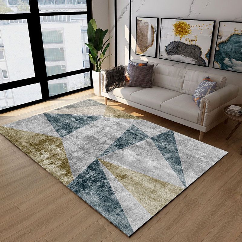 Industrial Style Rug Gray Indoor Rug Polyester Carpet with Non-Slip Backing