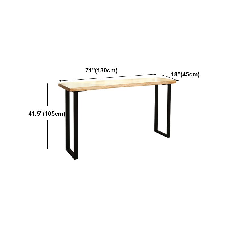 Modern Rectangle Bar Dining Table Wood Sled Bar Height Pub Table with Iron Base