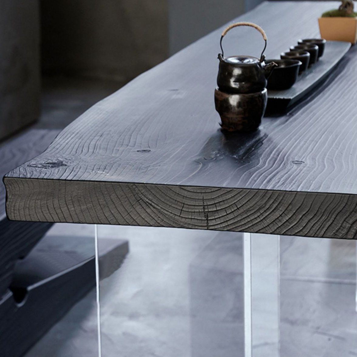 Pine Solid Wood Dining Table Acrylic Base Table for Dining Room