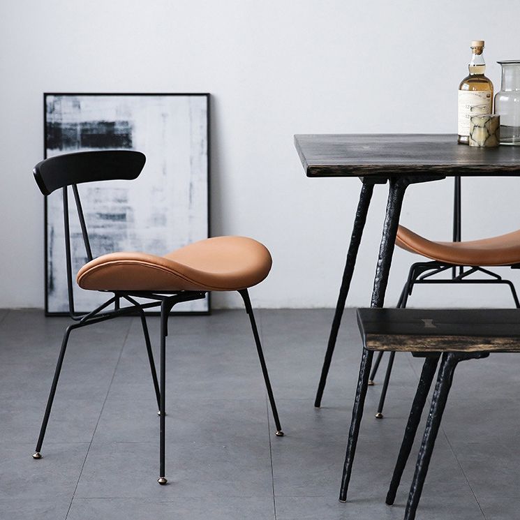 Industrial Chair with Metal Base 29"H Open Back Dining Side Chair for Restaurant