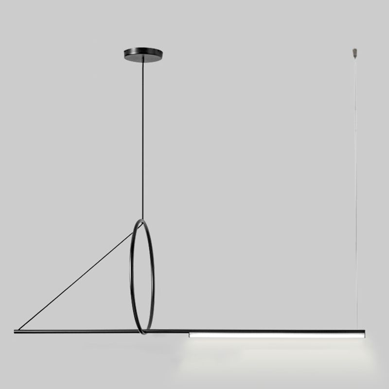 Lustre linéaire lustre moderne en métal simple îlot de plafond îlot de plafond en noir