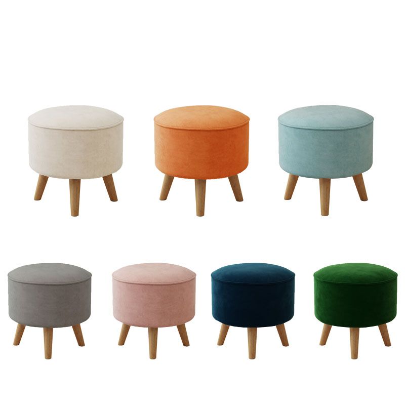 Solid Color Flannel Standard Stool Modern Style Simple Household Round Stool
